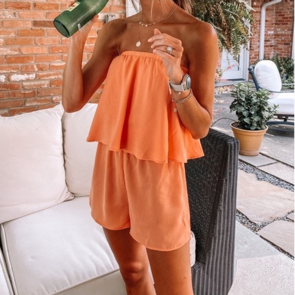 SHOW ME YOUR MUMU THELMA ROMPER IN TANGERINE BEACH BOHEMIAN TRENDY POPULAR BRAND - Picture 1 of 10